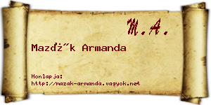 Mazák Armanda névjegykártya